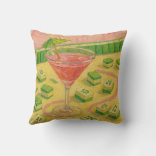 Mahjong Chic Painting Cocktail Throw Pillow