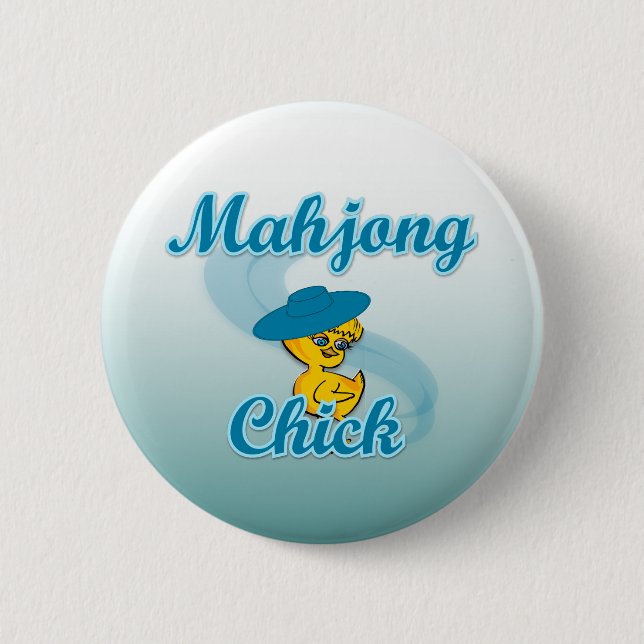 Mahjong Chick #3 2 Inch Round Button (Front)