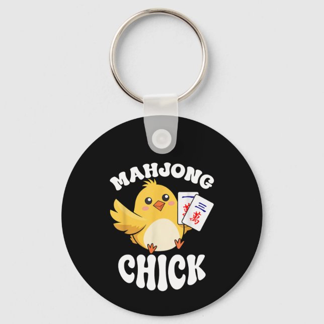 Mahjong Chick Chinese Board Game Player Keychain (Front)