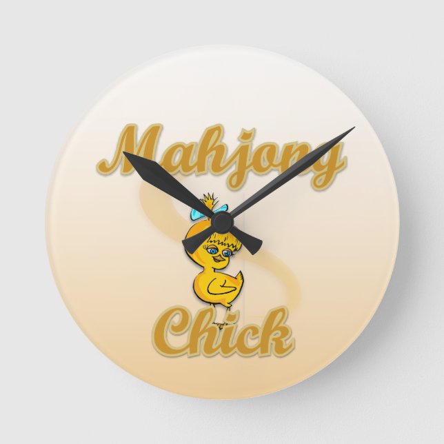 Mahjong Chick Round Clock (Front)