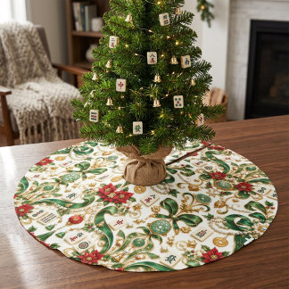Mahjong Christmas  Brushed Polyester Tree Skirt