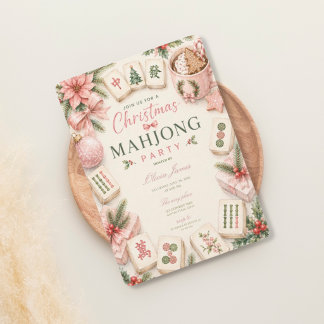 Mahjong Christmas cocktail party Invitation