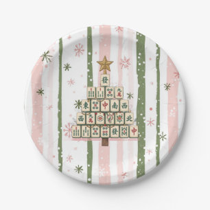 Mahjong Christmas Tree Paper Plate