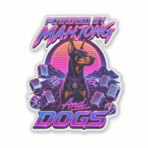 Mahjong & Dogs Synthwave Doberman Art