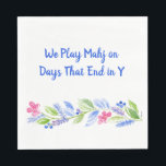 Mahjong Dot Crack Bam Watercolor Flower Napkin<br><div class="desc">Mahjong Dot Crack Bam Watercolor Flower NAPKINS. Flowers and buds painted with pretty pinks,  blues and soft green leaves make these napkins perfect for any mahjong event. I love painting and design! I hope you enjoy my artwork.</div>