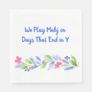 Mahjong Dot Crack Bam Watercolor Flower Napkin