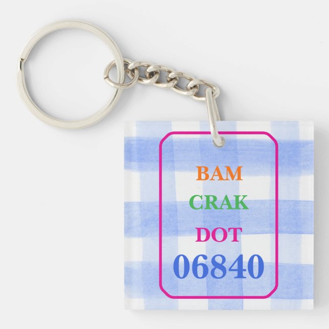 Mahjong Dot Crak Bam Blue Check ZIPCODE Keyring (Front)
