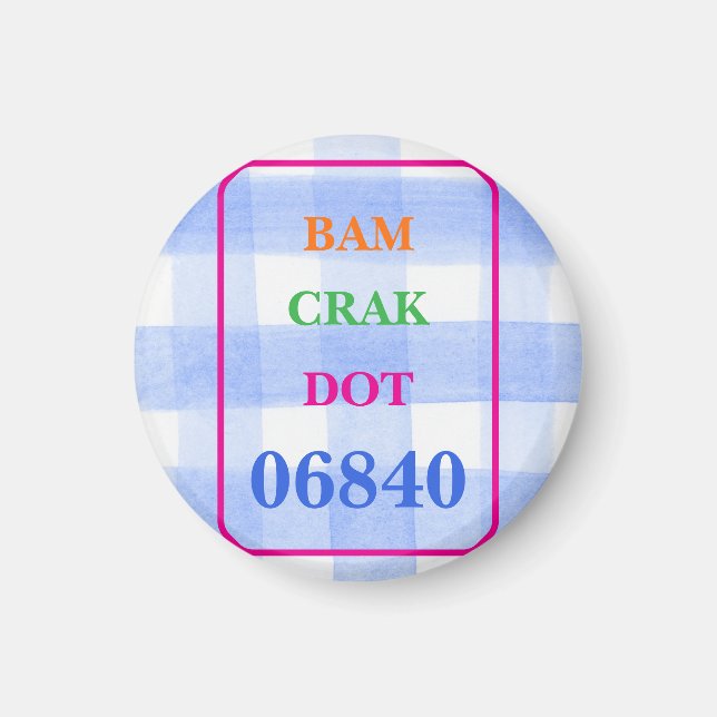 Mahjong Dot Crak Bam Blue Check ZIPCODE Magnet (Front)