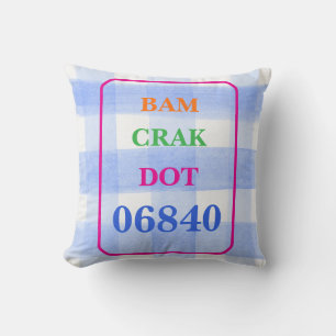 Mahjong Dot Crak Bam Blue Check ZIPCODE Personaliz Throw Pillow