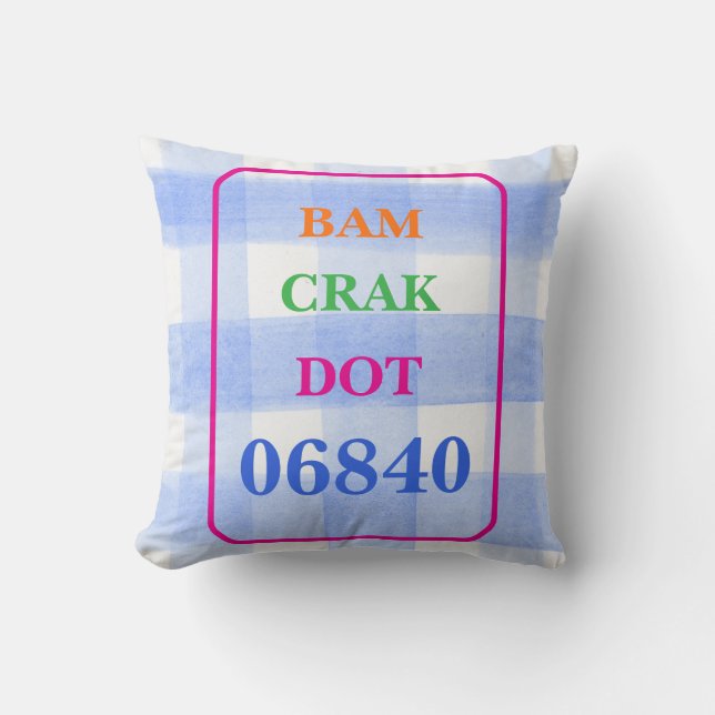 Mahjong Dot Crak Bam Blue Check ZIPCODE Personaliz Throw Pillow (Front)