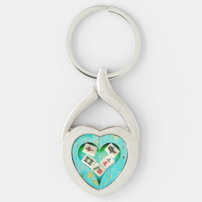 Mahjong Fills my Heart keychain  (Front)