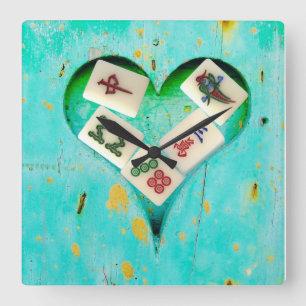 Mahjong Fills my Heart rustic clock