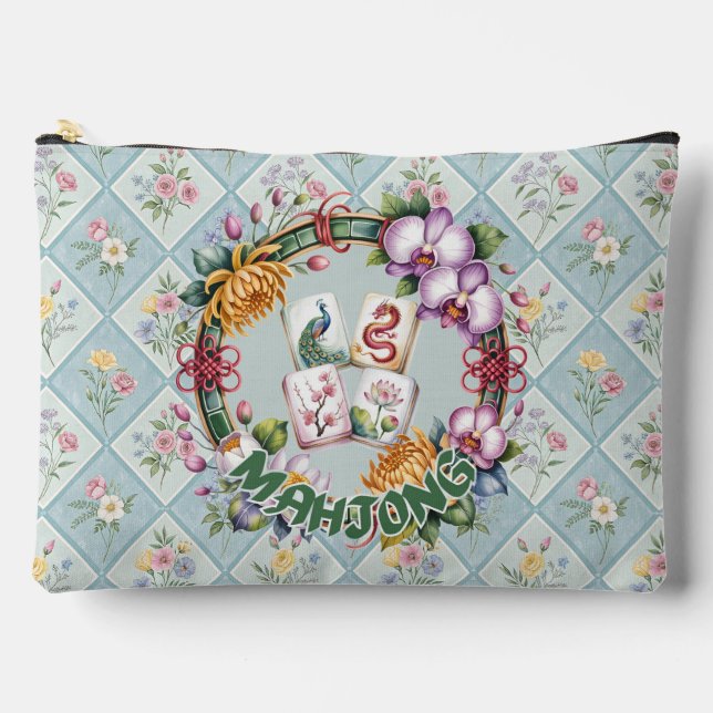 Mahjong Floral  Accessory Pouch (Front)