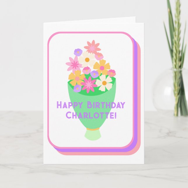 Mahjong Flower Bouquet Tile Folded Greeting Card (Front)