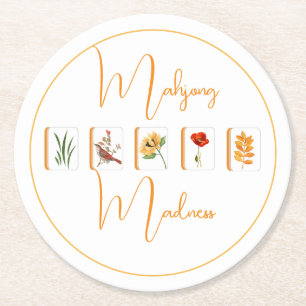 Mahjong Flower Tiles Paper Coaster