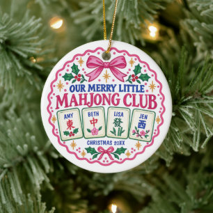 Mahjong Foursome Ornament Red Name Tiles 2026