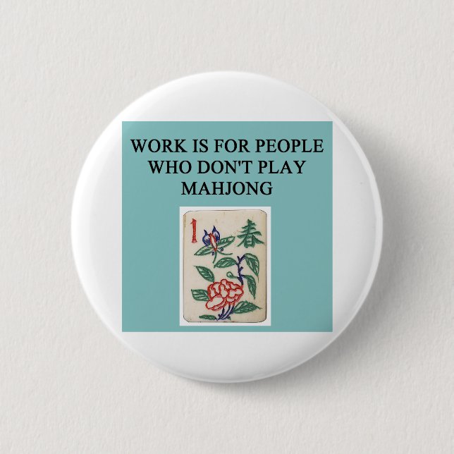 mahjong game player 2 inch round button (Front)