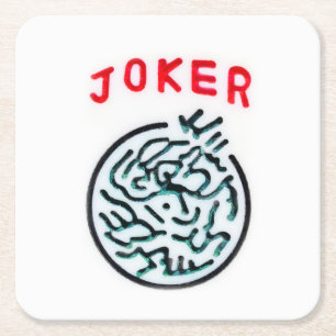 MahJong game symbol Joker tile Square Paper Coaster