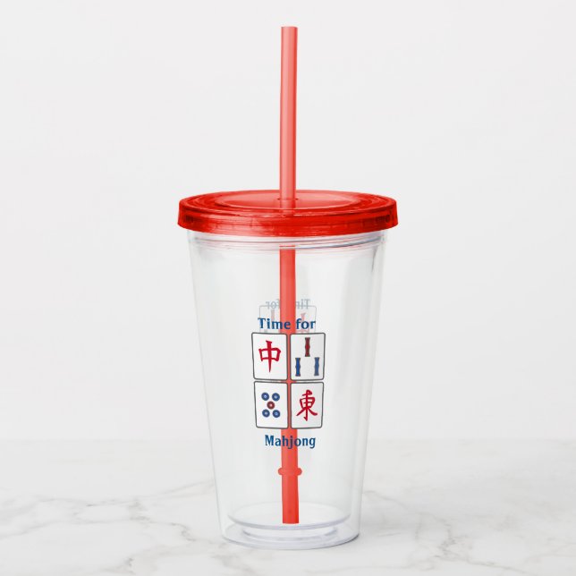 Mahjong Game Tiles Design Acrylic Tumbler (Front)