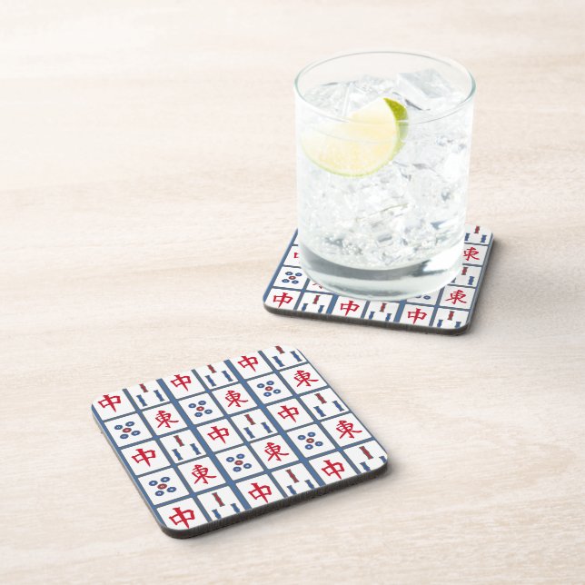 Mahjong Game Tiles Design  Beverage Coasters (Right Side)