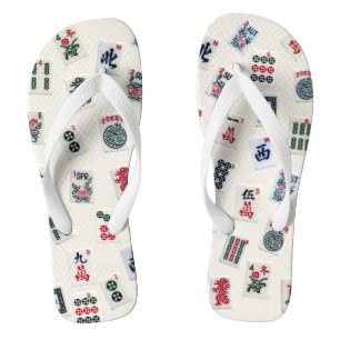 MahJong game tiles design Flip Flops