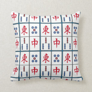 Mahjong Game Tiles Design Throw Pillow