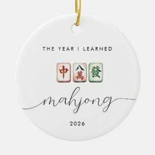 Mahjong Lover Hobby Gift Year I Learned Ceramic Ornament