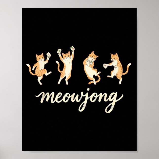 Mahjong Lover Mahjong Player Cat Playing Mahjong Poster (Front)