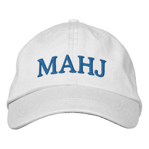 Mahjong Mahj Lover Bold Typography Simple Blue Embroidered Hat