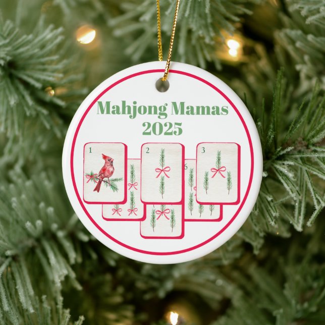 Mahjong Mamas Mahjong Christmas Bam Tiles Ceramic Ornament (Tree)