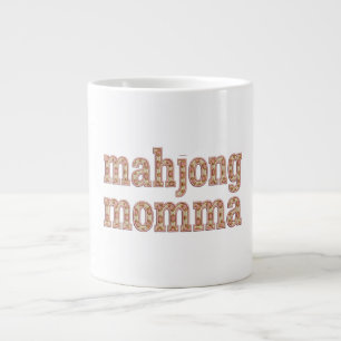 Mahjong Momma Retro Varsity Pattern Gift Large Coffee Mug