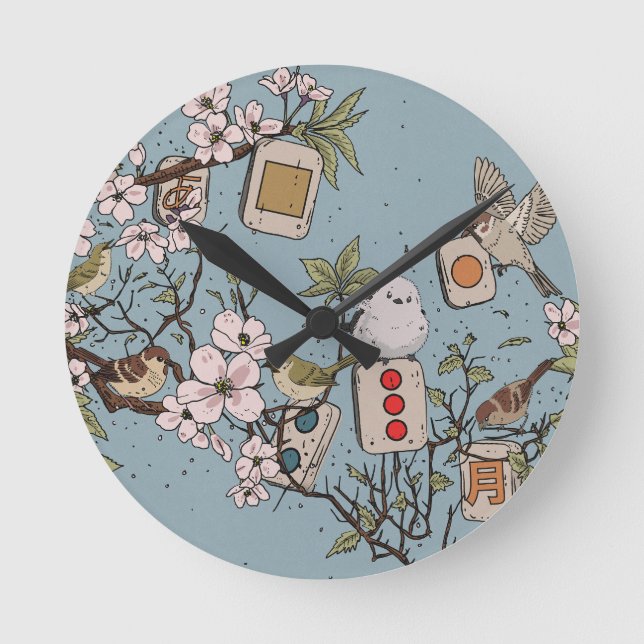 Mahjong Moonrise Round Clock (Front)