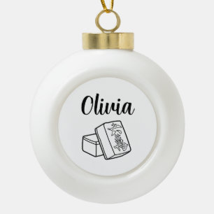 Mahjong Name or Monogram Ceramic Ball Christmas Ornament