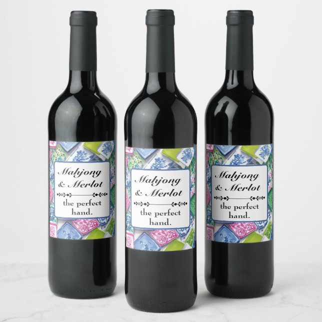 Mahjong Napkin Wine Label (Bottles)
