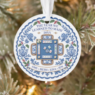 Mahjong Ornament Chinoiserie Blue White Names
