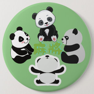 Mahjong Panda Cute Funny 6 Inch Round Button