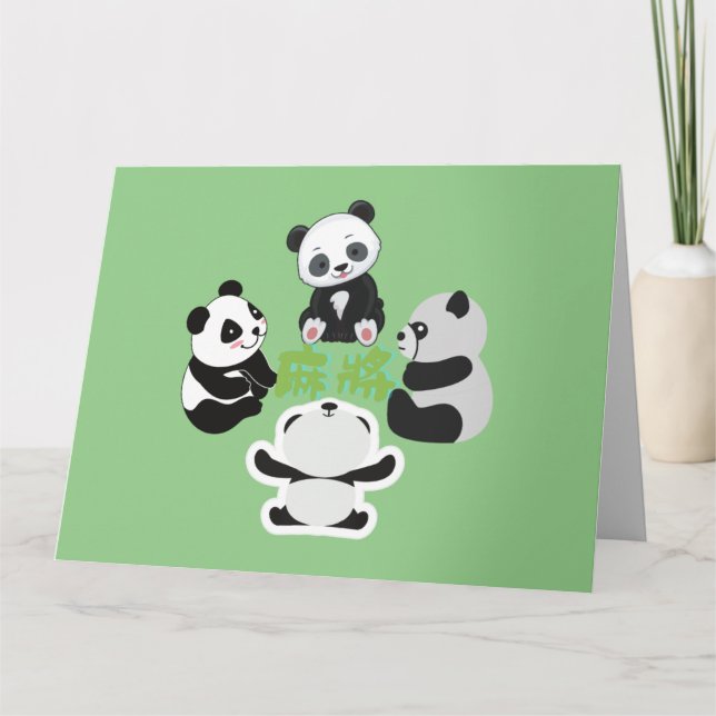Mahjong Panda Cute Funny Card (Front)