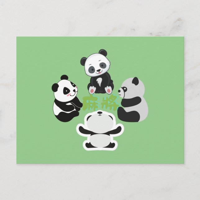 Mahjong Panda Cute Funny Holiday Postcard (Front)