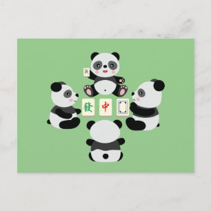 Mahjong Panda Cute Funny Holiday Postcard