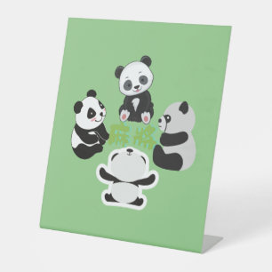 Mahjong Panda Cute Funny Pedestal Sign