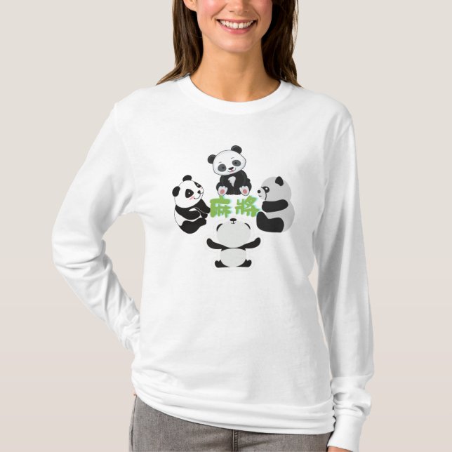Mahjong Panda Cute Funny   T-Shirt (Front)