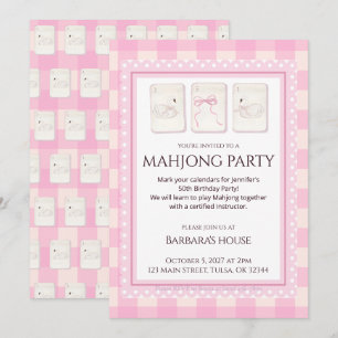Mahjong Party Invitation, grandmillennial swans Invitation