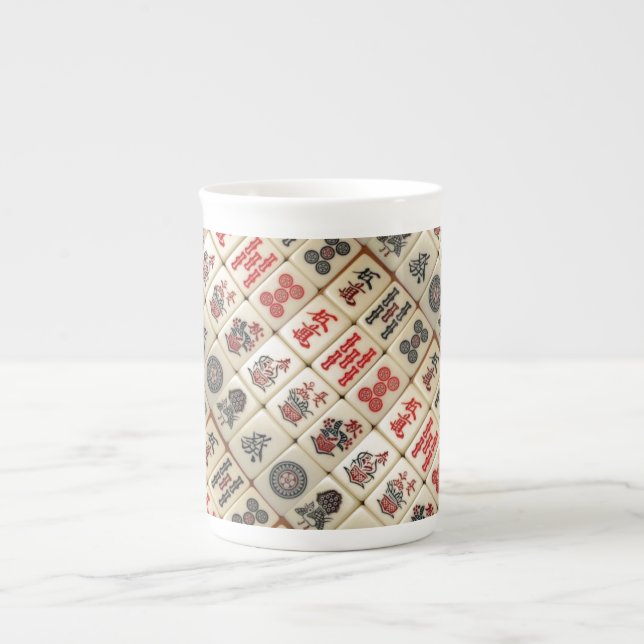 Mahjong pattern bone china mug (Front)