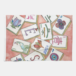 Mahjong  peach kitchen towel