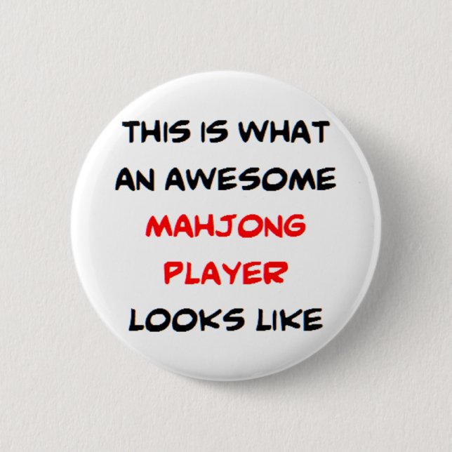 mahjong player, awesome 2 inch round button (Front)