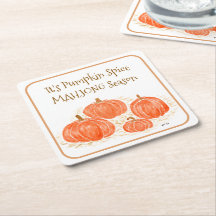 Mahjong Pumpkin Spice Season Watercolor Pumpkin