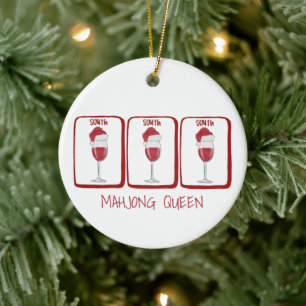 Mahjong Queen Custom Wine Mahjong South Tiles Ceramic Ornament