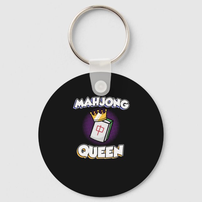 Mahjong Queen Game Mahjong Player Games Graphic Keychain (Front)