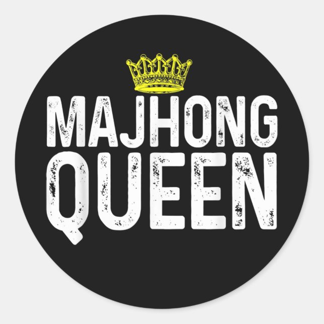 Mahjong Queen Gift For Mom Mother Tile Game Lover Classic Round Sticker (Front)
