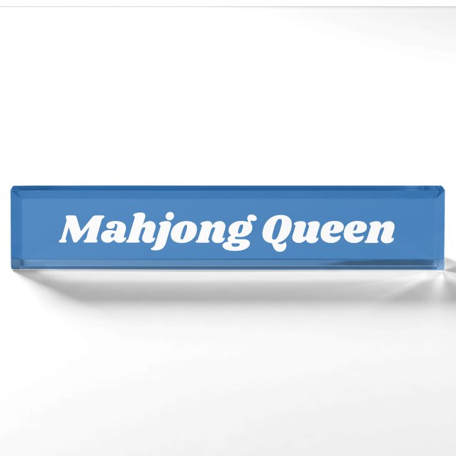 Mahjong Queen in Bright Blue Nameplate (Front)